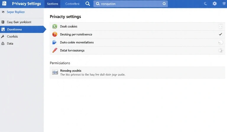 Setări de confidențialitate ale browserului cu opțiuni de gestionare a cookie-urilor